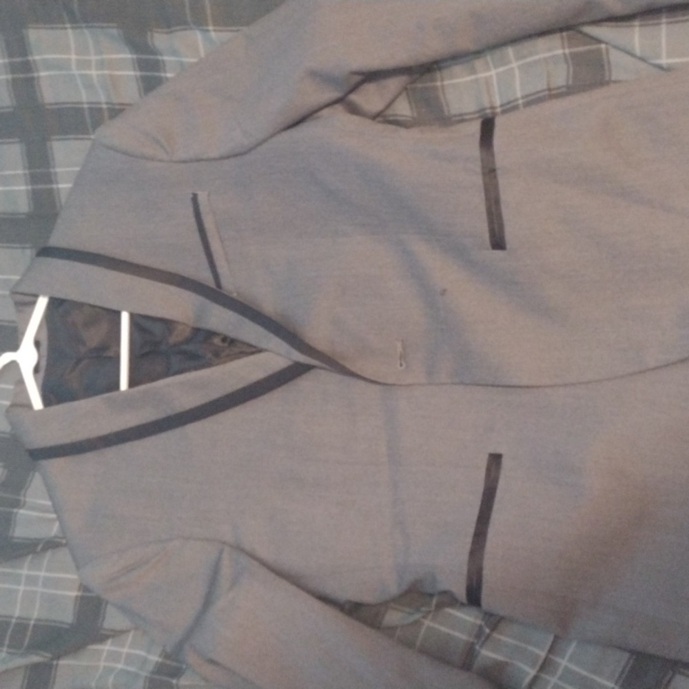 JF J.Ferrar Charcoal Tuxedo Coat with Black Accents